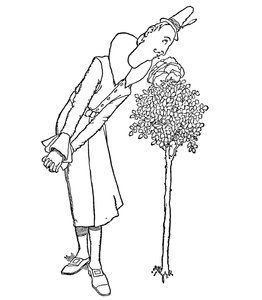 Hän, joka hengitti sen tuoksun, unohti kaikki huolet ja surut, c1930 tekijältä William Heath Robinson