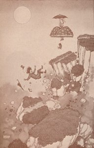 Kuinka lentokoneen keksijä sai ensimmäisen idean maanvyöryn aikana, c1918 1919 tekijältä William Heath Robinson