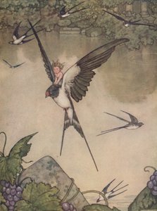 Kyllä, lähden kanssasi! Sanoi Tommelise, 1930 tekijältä William Heath Robinson