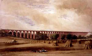 Welwynin viadukti, noin 1850 (vesiväri paperille). tekijältä W. Humber
