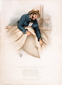 Sulje yläpurjeet. W.Kohlerin () 1800-luvun värilitografia. tekijältä W. Kohler