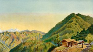 "The Retreat, Mashobra, kenraali Robertsin koti kukkuloilla lähellä Simlaa", 1850-luku, 1901. tekijältä W McCracken
