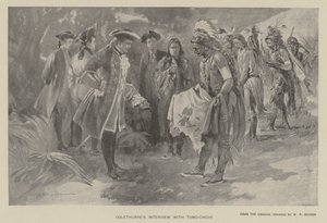 Oglethorpen haastattelu Tomochichin kanssa (litho) tekijältä W. P. Snyder