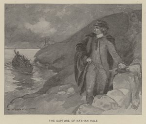 Nathan Halen vangitseminen (litho) tekijältä W. P. Snyder