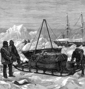 Valmistautuminen rekimatkalle arktisella alueella, 1875. tekijältä W. Palmer
