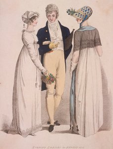 Kaksi naista ja mies iltapuvussa, 1808