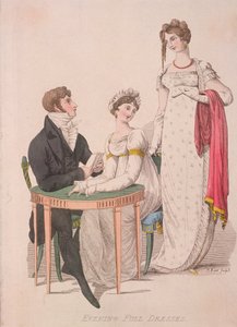 Kaksi naista ja mies koko iltapuvussa, c1810