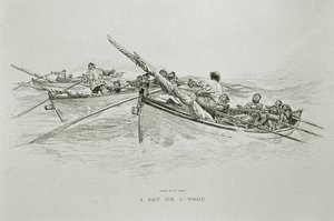 "A Race for a Whale", "The Perils and Romance of Whaling" -julkaisussa Century Magazine, kesäkuu 1890 (litho) tekijältä W. Taber