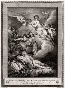 Minerva suojelee Telemachusta ja suojelee häntä rakkauden kuiluilta, 1775.
