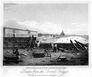 Lontoo Strand Bridgeltä, 1816.