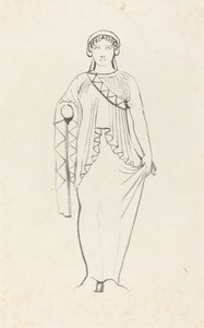 Patsas pedimentissä temppelin länsirintamalla Aiginassa tekijältä W. Walton after John Flaxman