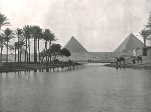Pyramidit ja Niili, Gizeh, Egypti, 1895.