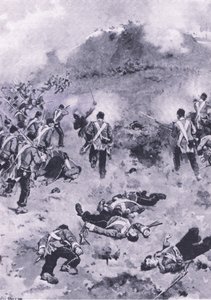 Assault on the Redan, kuvitus brittiläisistä taisteluista maalla ja merellä, 1915 tekijältä Wal Paget