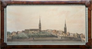 Panoraamanäkymä Coventryn kaupunkiin (wc kynällä ja musteella paperille)