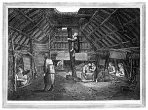 Talon sisäpuoli Oonalashkassa, c1776-1779.