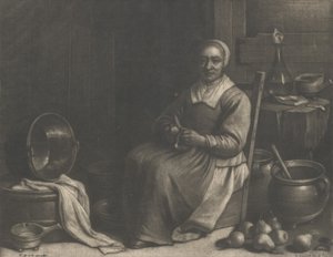 Päärynöitä kuoriva nainen, 1600-luvun puoliväli. tekijältä Wallerant Vaillant
