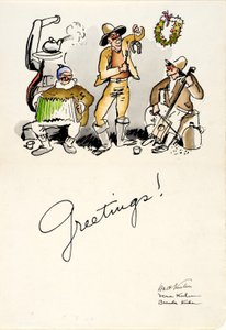 Joulutervehdys 1934 tekijältä Walt Kuhn