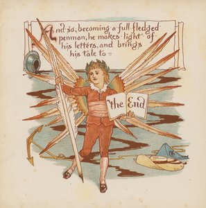 Walter Cranen kuvitus teokseen "Pothooks and Perseverance" (värilitografia). tekijältä Walter (after) Crane