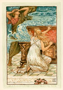 Pandora avaa lippaan (värilitho) tekijältä Walter (after) Crane