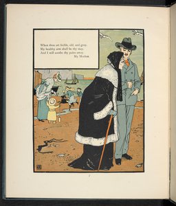 Mies äitinsä kanssa rannalla. tekijältä Walter Crane