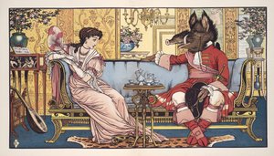 Kaunotar ja Hirviö, pubi. 1874 (väri litho) tekijältä Walter Crane