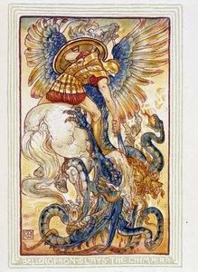 Bellerophon combat les chimeres - teoksessa ”Ihmekirja tytöille ja pojille”, ill. Kirjailija: Walter Crane tekijältä Walter Crane