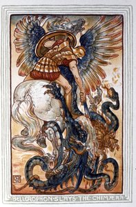 Bellerophon tappaa Chimaeran, n. 1900 (kuva) tekijältä Walter Crane