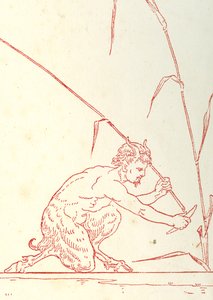 Sisäkannen suunnittelu teokselle "Pan-Pipes", Vanhojen laulujen kirja, vastikään sovitettu ja säestettynä Theo. Marzials, julkaissut Lontoossa George Routledge und Sons, 1884 tekijältä Walter Crane
