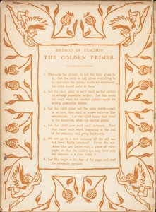 Kultaisen alukkeen opetusmenetelmä. Kukkareunus kerubeilla. tekijältä Walter Crane