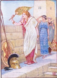 Usein hän seisoi Troijan seinillä, kuva 1930-luvun Kreikan tarinasta. tekijältä Walter Crane