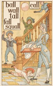 Palavras que rimam terminando na letra L. Crianças e um mordomo. The Golden primer.finnish tekijältä Walter Crane