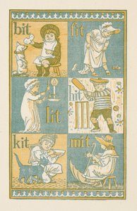T-kirjaimeen päättyvät riimilliset sanat. Kultainen aluke tekijältä Walter Crane