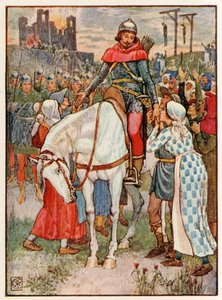 Robin Hood saa talonpoikien kiitoksen tekijältä Walter Crane