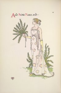 Alecrim. Uma jovem segurando um Plantfinnish tekijältä Walter Crane