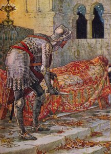 Sir Lancelot vaarallisessa kappelissa, 1911. tekijältä Walter Crane