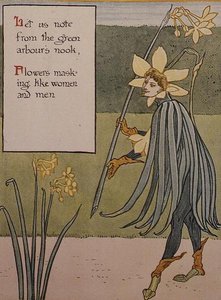 Jonquil, kirjasta "Kukkafantasia vanhassa englantilaisessa puutarhassa" tekijältä Walter Crane