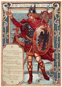 Norseman. Lähettäjä: Columbias Courtship: A Picture History of the United States, 1893 tekijältä Walter Crane