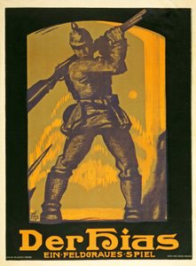 Juliste, joka mainostaa näytelmää The Hias, Heinrich Gilardonen pellonharmaa peli, julkaistu 1917