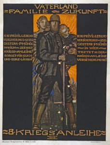 Isänmaa, perhe, tulevaisuus ? pub. 1918 (värilitografia). tekijältä Walter Ditz