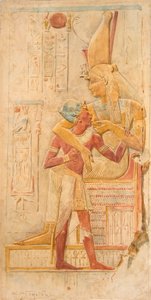 Isis imee Seti I:tä, Abydos (akvarelli) tekijältä Walter Frederick Roofe Tyndale