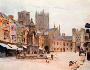 The Market Place, Wells (väri litho) tekijältä Walter Frederick Roofe Tyndale