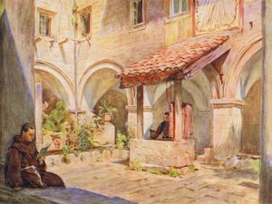 San Francescon ylempi luostari, Ragusa (värilitografia). tekijältä Walter Frederick Roofe Tyndale