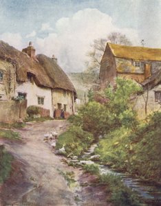 Wessex: Sutton Poyntzin myllymökit, lähellä Weymouthia (värilitro). tekijältä Walter Frederick Roofe Tyndale