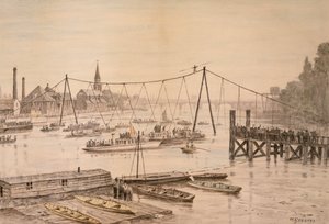 Charles Blondin ylitti Thamesin köysiradalla Lontoossa ennen vuotta 1897.