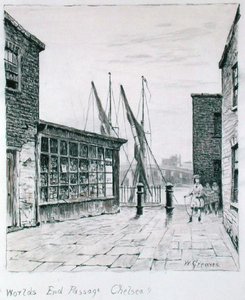 Worlds End Passage, Chelsea (muste paperille) tekijältä Walter Greaves