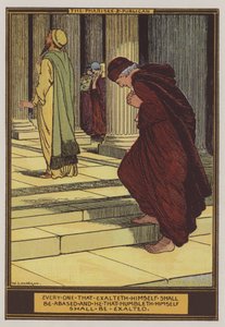 Fariseus ja publikaani (väri litho) tekijältä Walter Jenks Morgan