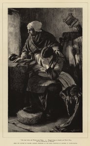 Miesten on tehtävä työtä ja naisten on itkettävä, vaikka myrskyt ovat äkillisiä ja vesien syviä ja satamabaari voihkia tekijältä Walter Langley