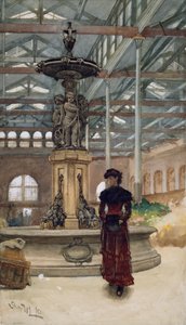 Vanha kauppahalli ja suihkulähde, Birmingham, 1880