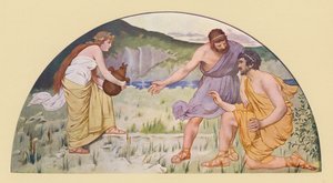 Prometheus varoittaa Epimetheusta Pandorasta (värilitografia).