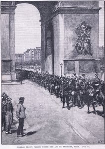 Saksalaiset joukot kulkevat Riemukaaren alta 1871 jKr tekijältä Walter Paget